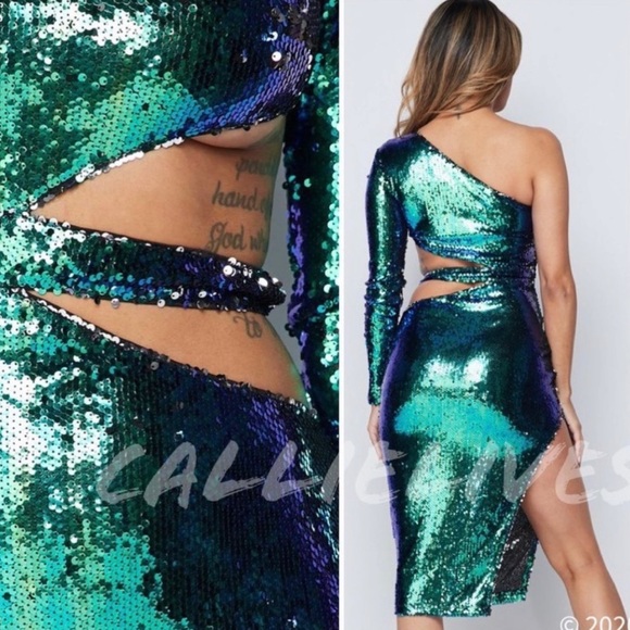 NWT! 1989 Taylor Swift Inspired Sequin Mermaid Ombre MIDI Dress - Picture 13 of 13